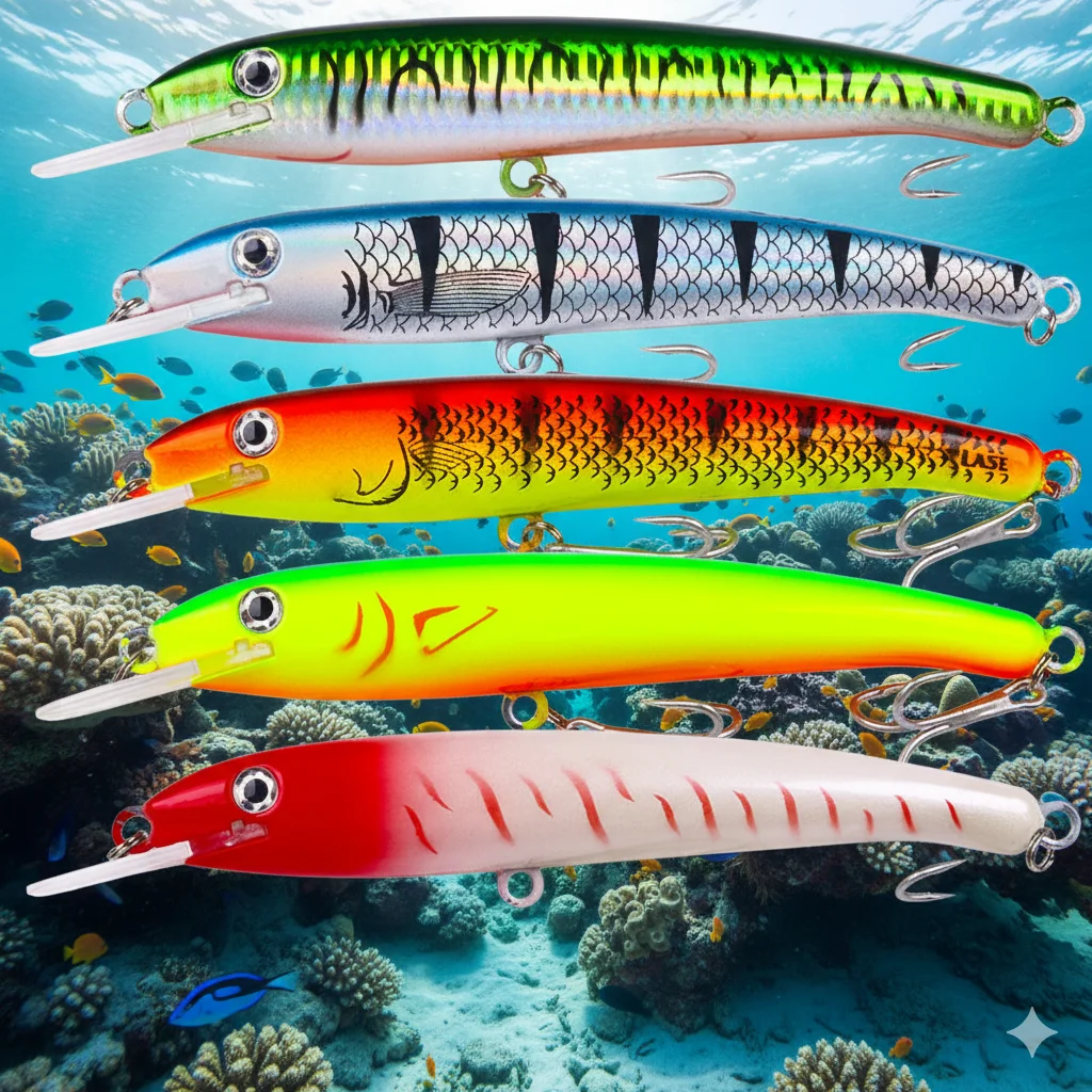 6-teiliges Schweres Minnow-Angelköder-Set 28,8g 43,8g Wobbler Harter Köder Künstlicher Schwimmköder Tackle Pesca für Meeresangeln auf Hecht