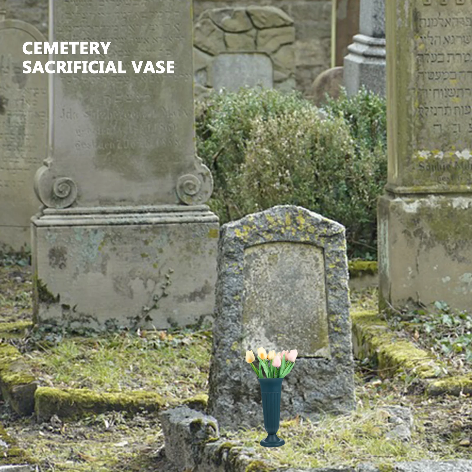 

Cemetery Vase PP Graveyard Flower Pot Stable Structure Silk Dried Flowers Decorative Lawn Garden Memorial Supply