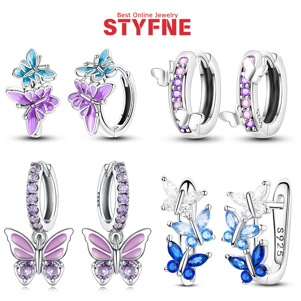 

S925 Silver New Arrivals Exquisite Sparkling Bow Zircon Hoop Earrings for Women Wedding Party Fine Jewelry Gifts Daily Matching