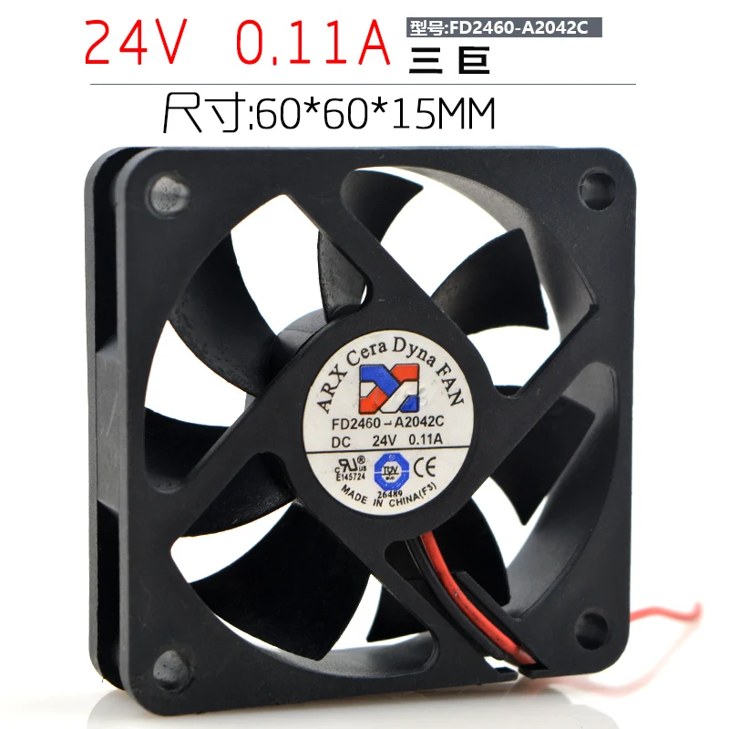 ARX FD2460-A2042C DC 24V 0.11A 60x60x15mm 2-Wire Server Cooling Fan