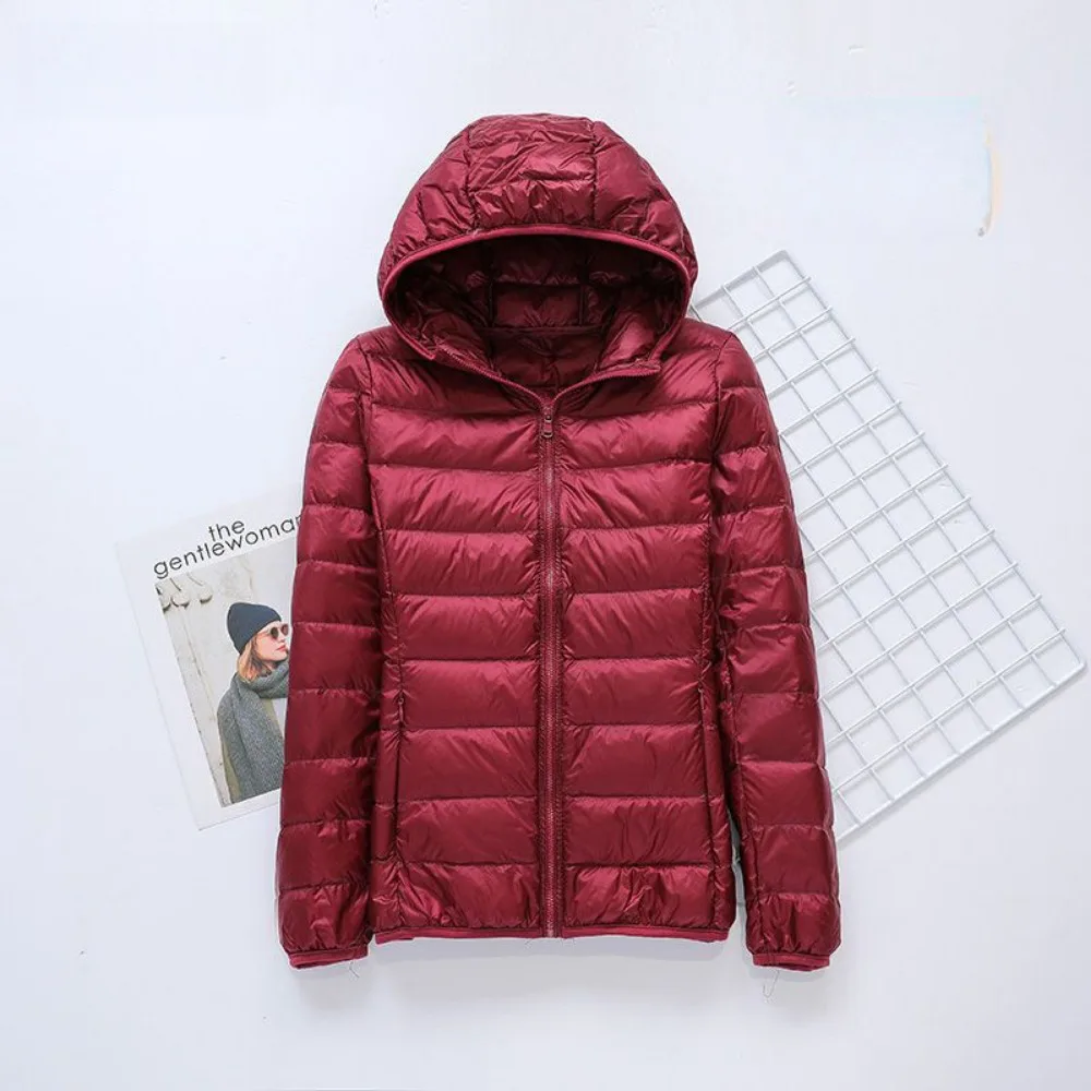 Ultraleichte dünne Daunen mantel Frauen 2023 Herbst Winter 90% weiße Enten Daunen jacke lässig Kapuze warm halten tragbare Damen Outwear