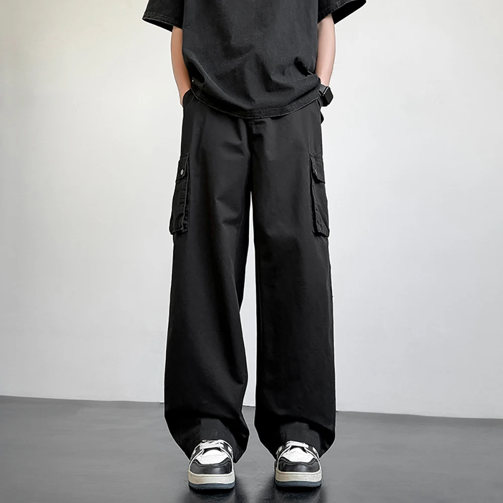 

American high-end all-season pure cotton cargo pants, men's autumn loose tapered trousers, fashionable casual sports sweatpants