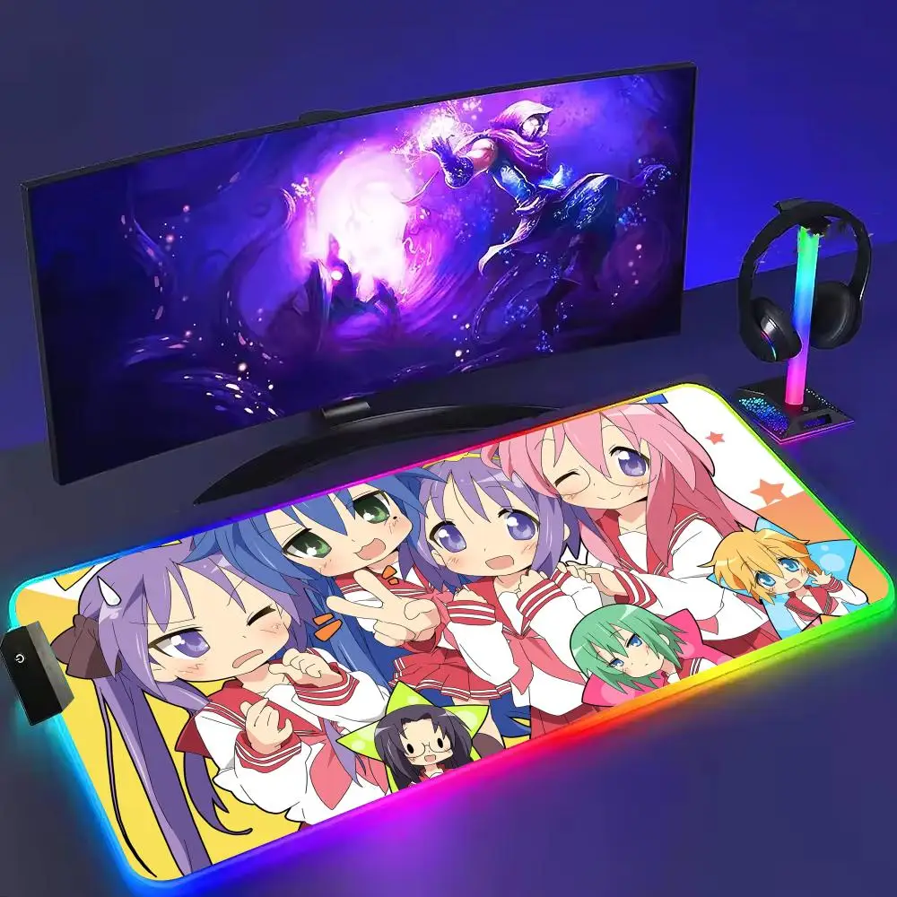 

Lucky Star Mouse Pad Large RGB Gaming Mousepads LED Light Locked Edges Game Accessories Table Pads PC Keyboard Mat XXL 90x40cm