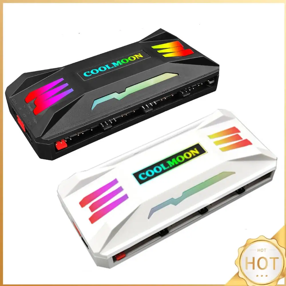 

Контроллер COOLMOON RGB 4-контактный PWM 5В 3-контактный ARGB для вентиляторов охлаждения с интеллектуальным дистанционным управлением