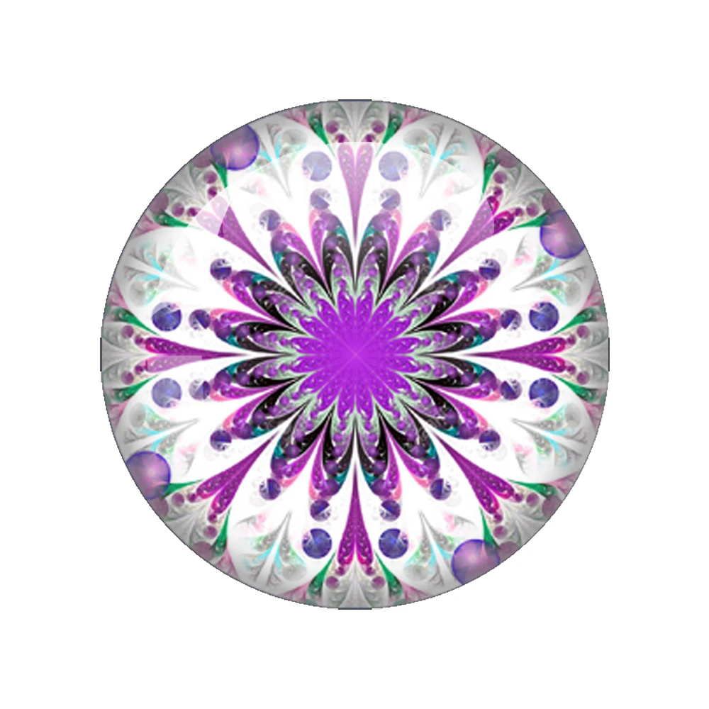 Fashion Colorful Abstract Mandala Art Pattern 12mm/14mm/18mm/20mm/25mm Round Photo Glass Cabochon Demo Flat Back Making Findings