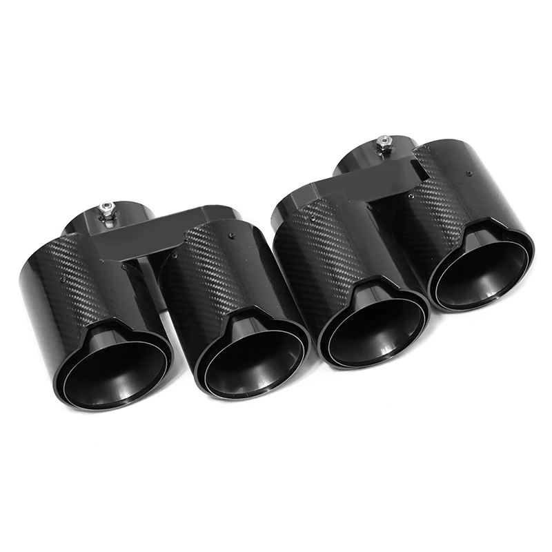 Bolt-On Quad Carbon Fiber Exhaust Tips for BMW X5 G05 X6 G06 X7 G07 2019+  Single Inner Pipe Only Decorative