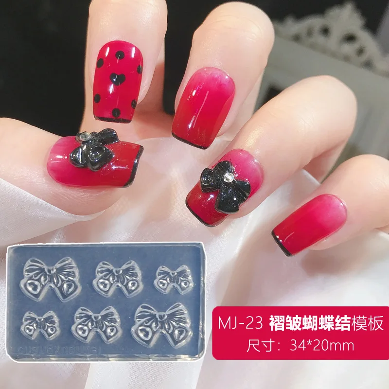1PC 3D Silicone Nail Carving Mould Bow Bear Love Mould Stamping Design Gel Mould DIY Nail Enhancement Auxiliary Tool Various
