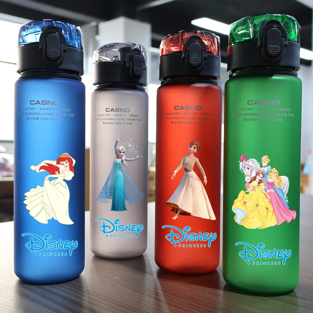 560ML Disney Princess 4Colors Water Cup Large Capacity Flip-top Portable Plastic Kids Adult Outdoor Sport Drinking Bottle Gift