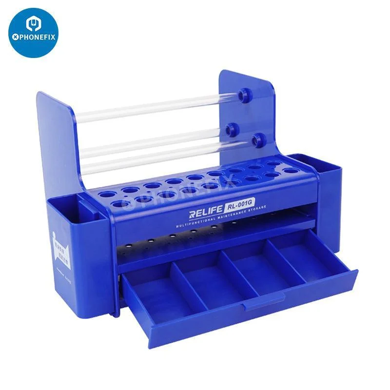 RELIFE RL-001D RL-001G Stainless Steel Multifunction Storage Box, Large Capacity Tool Rack for Phone Repair Screwdriver Tweezers