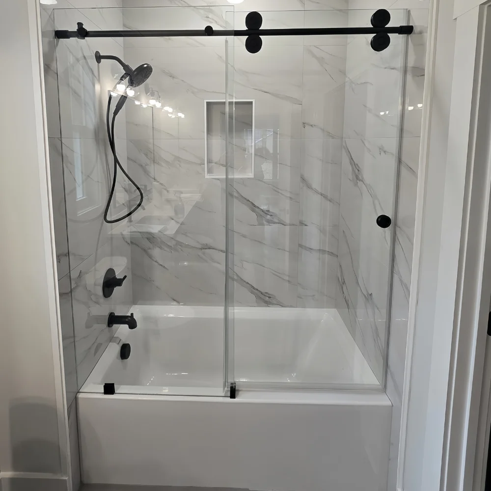 Stainless Steel Sliding Glass Shower Door  Shower Sliding Door Kit for Bathroom Tempered Glass Frameless Shower Room