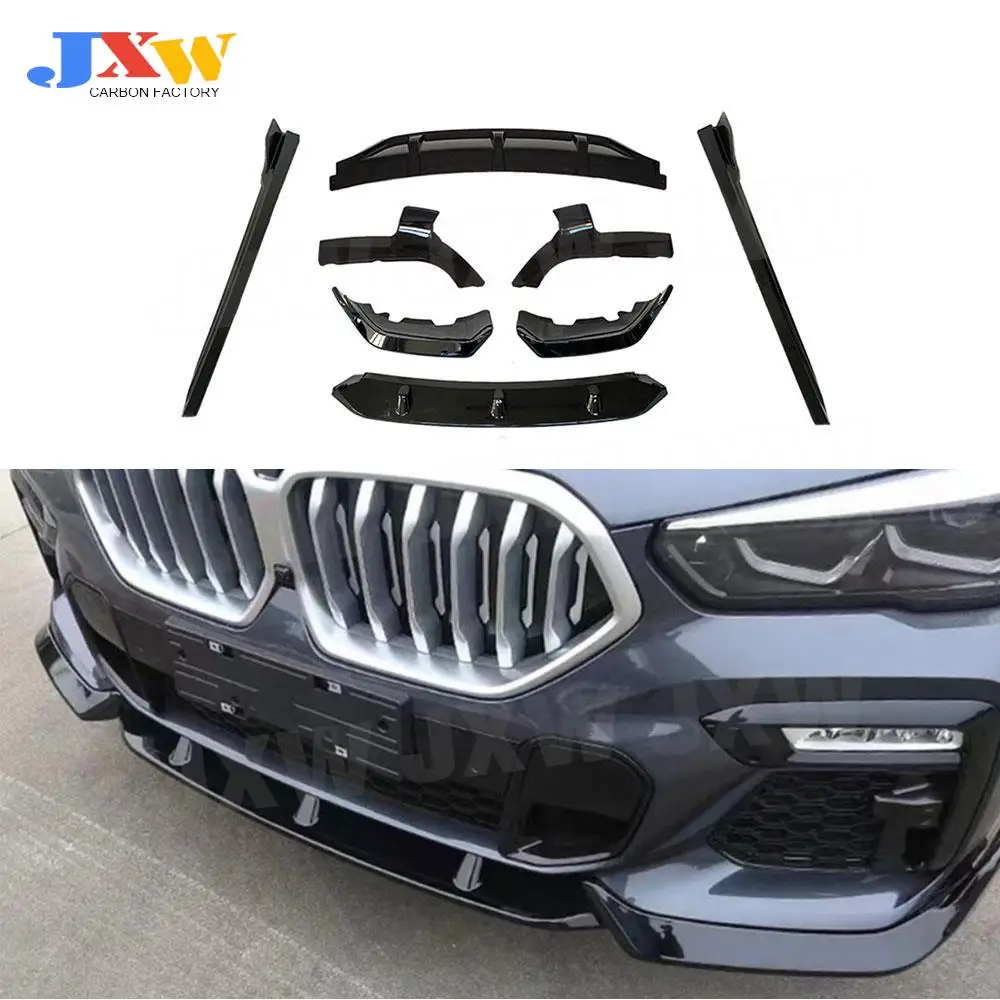 ABS Carbon Look/Gloss Black Body Kit Front Lip Side Skirts Rear Diffuser Splitters Spoiler Wing for BMW X6 G06 M Sport 2020-2022