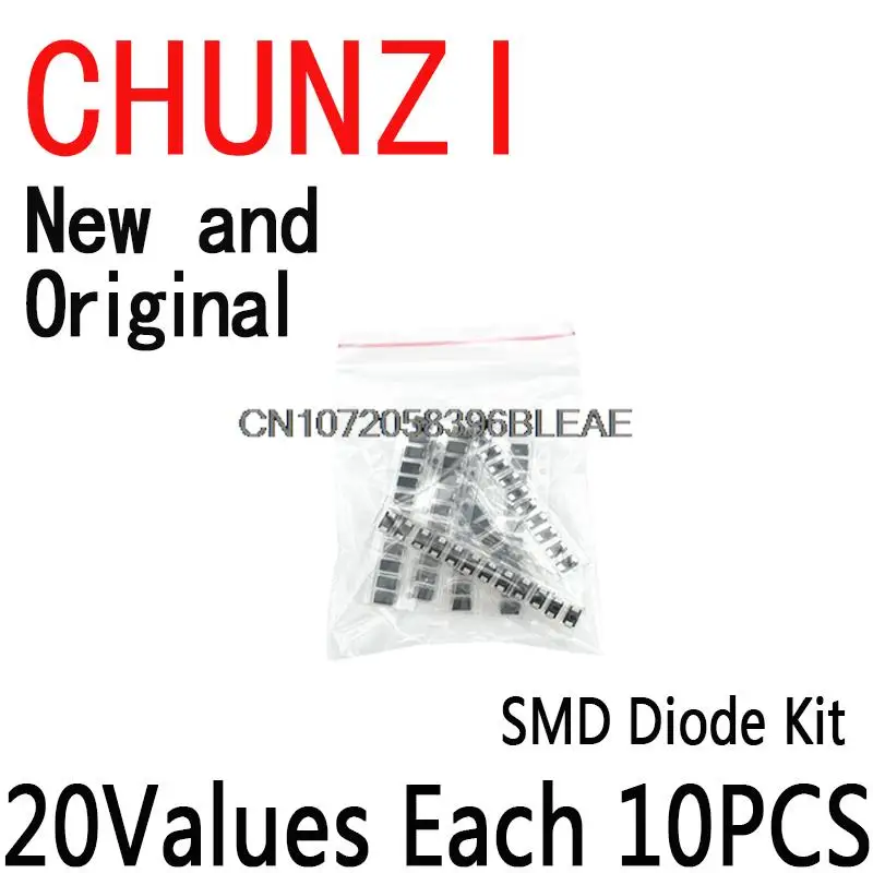 20Value*10PCS=200PCS SMD Diode Assorted Kit Contains SS110 SS220 SS210 SS310 SS510 SS16 SS26 SS34 SS36 ES1J ES1D M7 M4 US1M