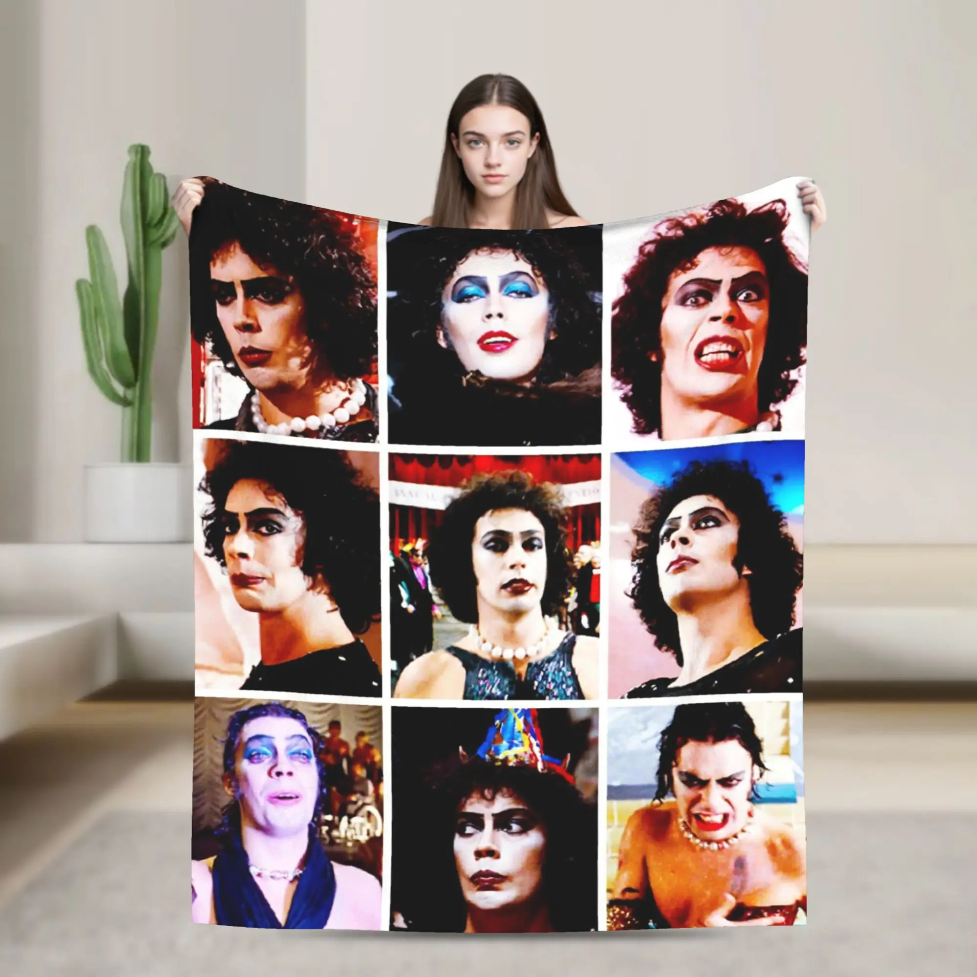 Tim Curry Frank Blanket Cover The Rocky Horror Picture Show Plush Throw Blankets Bedding Couch Ultra-Soft Warm Bedspread