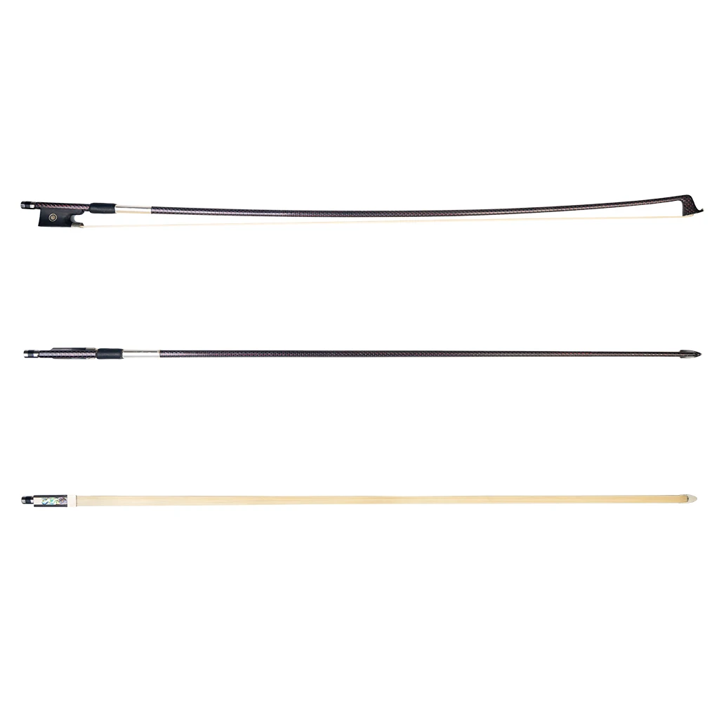 Master 4/4 Size Braided Carbon Fiber Violin Bow White Mongolia Horsehair Ebony Frog Light And Durable