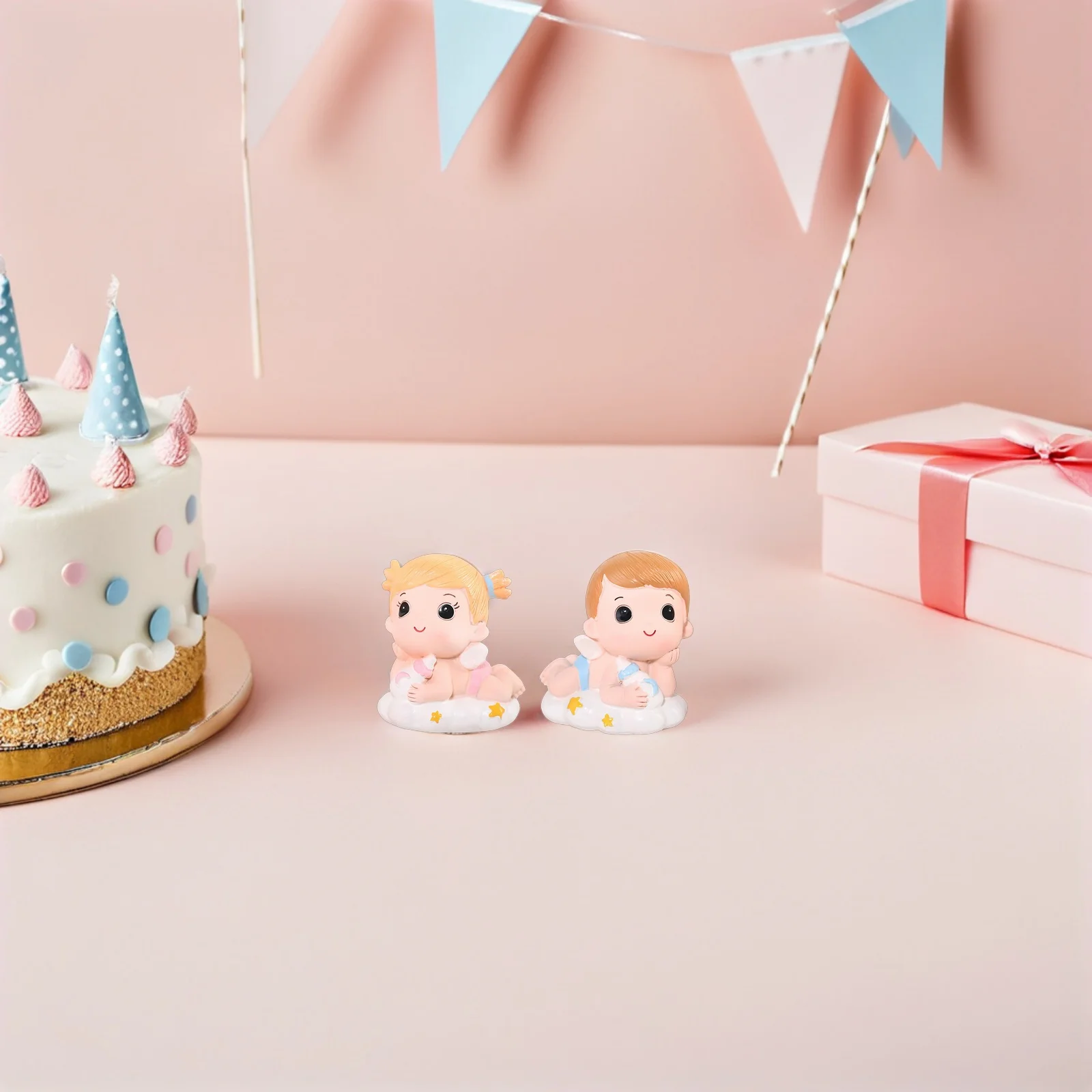 

HOLIDYOYO 2pcs Mini Cake Topper Gender Reveal Party Decor Animal Figurine Kids Birthday Toy Resin Decoration
