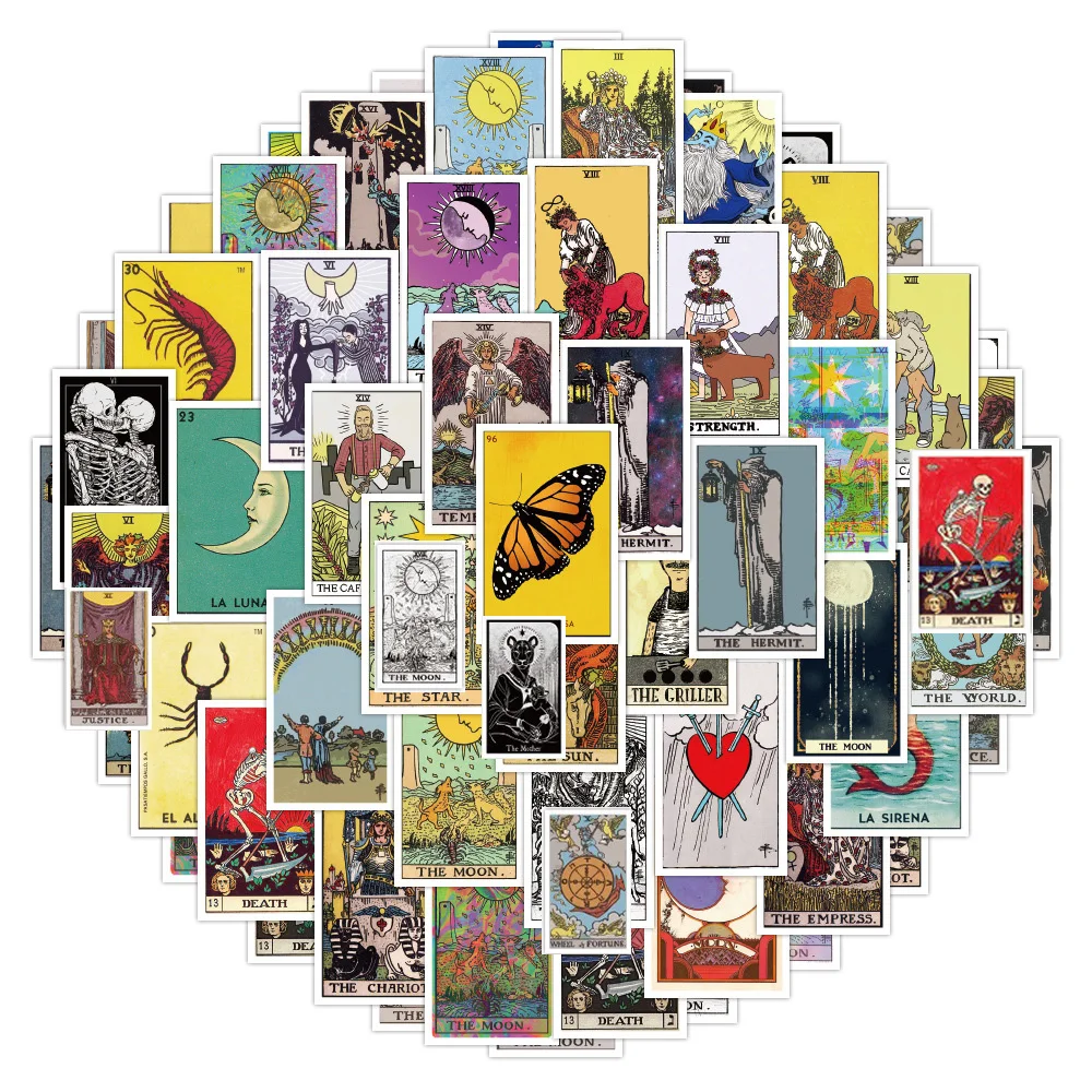 10/30/60PCS Tarot Card Cartoon Art Sticker DIY Phone Laptop Luggage Skateboard Graffiti Decals Fun for Kid