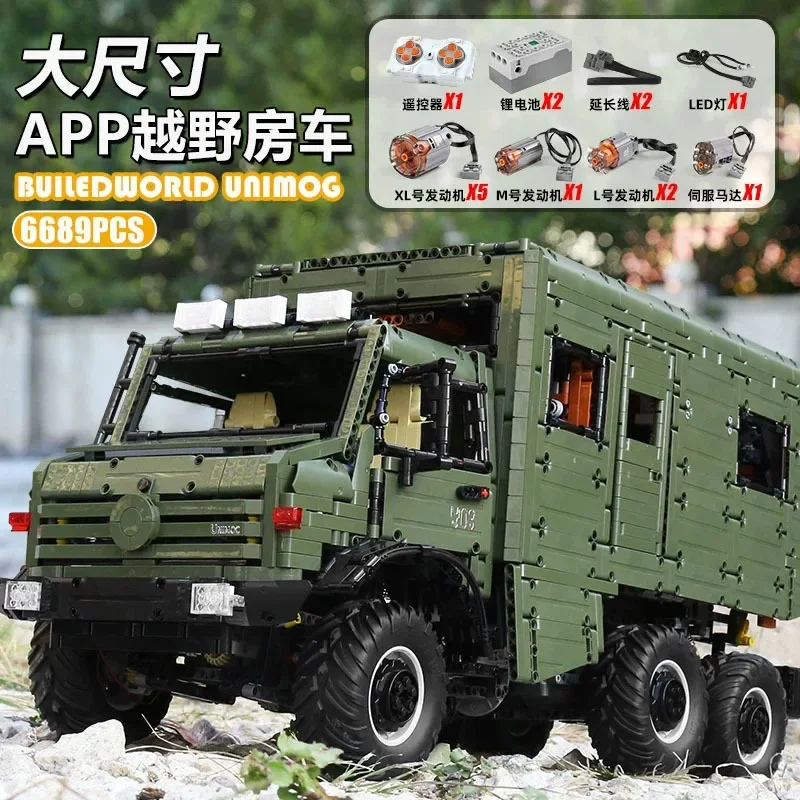 6689pcs Camper Motorhome RV Building Blocks Off Road Model High Difficulty DIY Educational Bricks Toys Gift for Adults Boys Kids