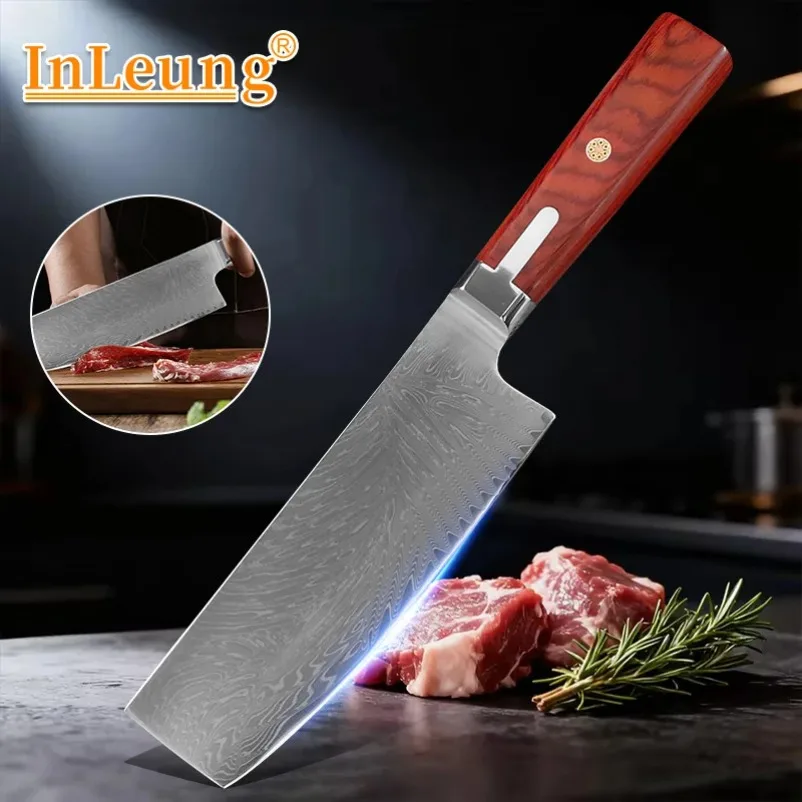 

Damascus Kitchen Knife Boning Handmade Forged Utility Knife Wooden Handle Stainless Steel Kitchen Cleaver Meat Cooking Knife