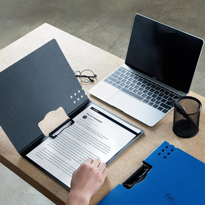 Fizz 가로 A4 폴더 7 색 무광택 질감 폴더 휴대용 패드 휴대용 펜 트레이 사무실 Metting 파일 포켓 2 가지 유형
