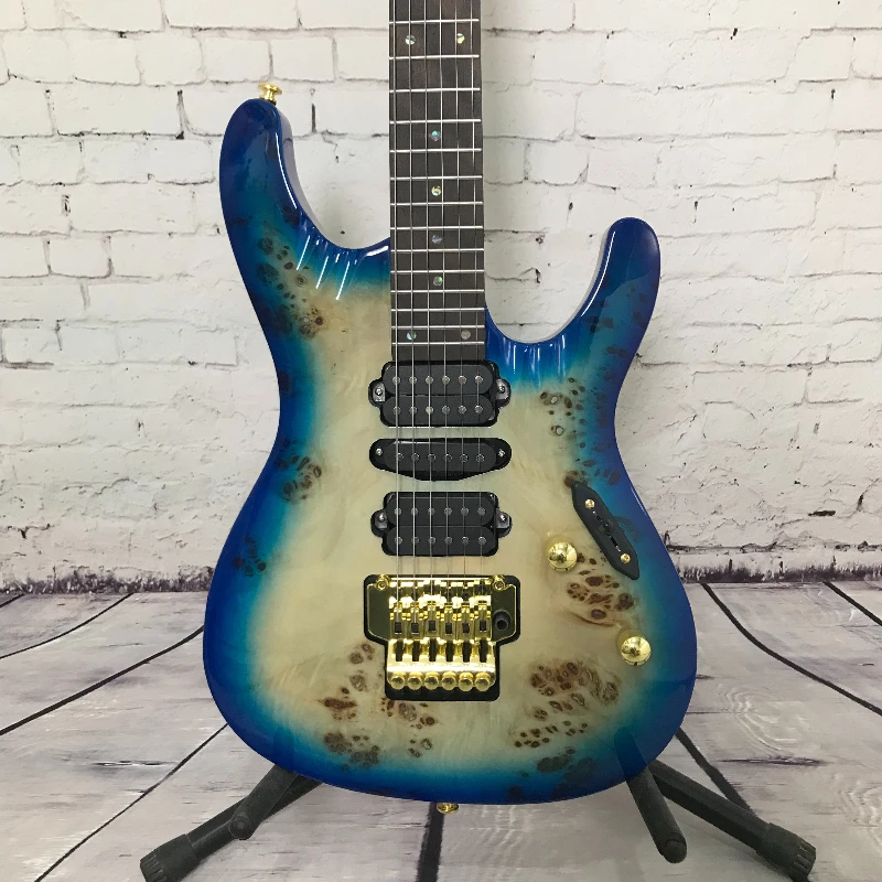 Blue Burl Top PRS High Beauty Blues Jazz Pop Handcrafted Fixed Bridge Rock Music Electric Guitar Free Shipping