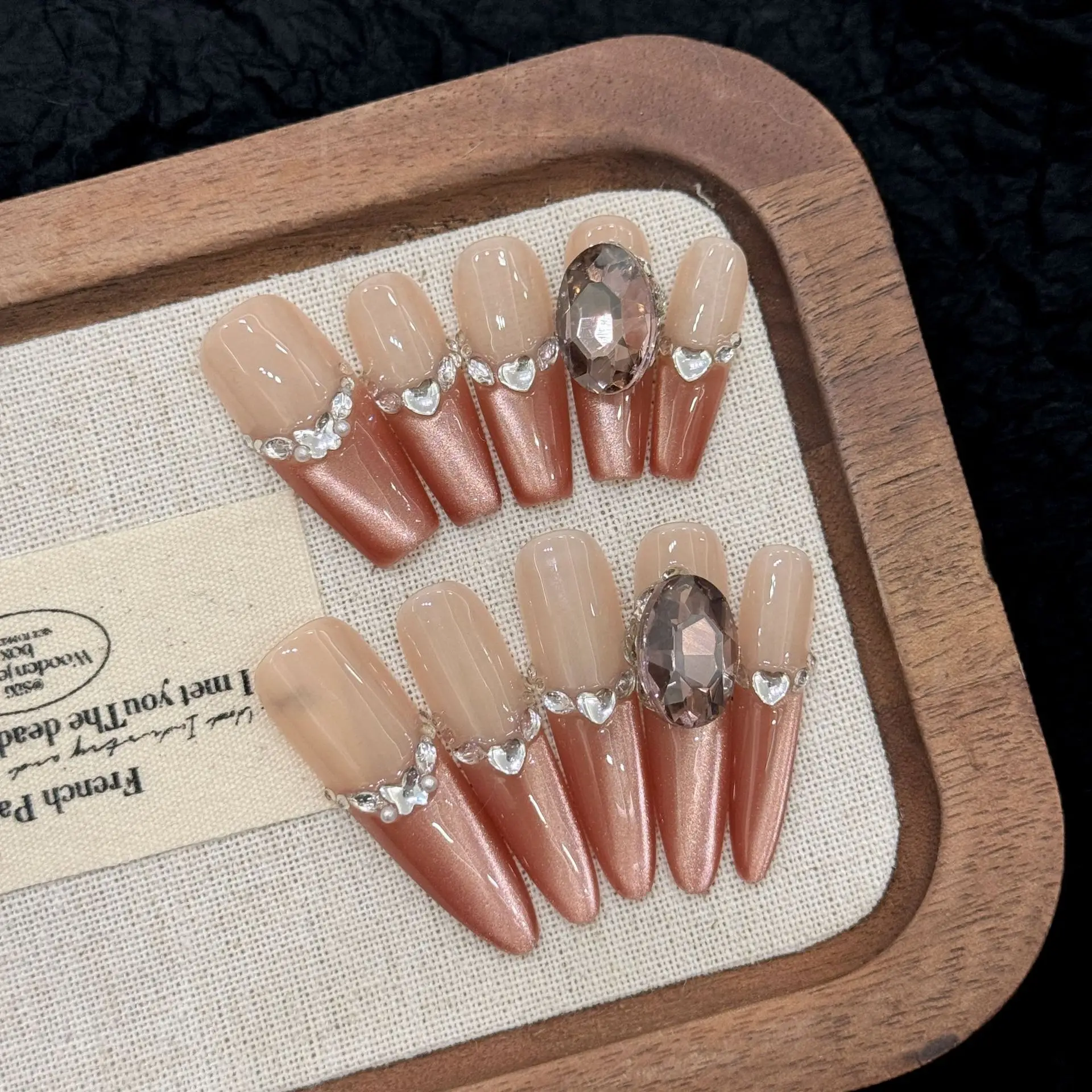French Press Glass - 10pcs Handmade Press On Nails Glass