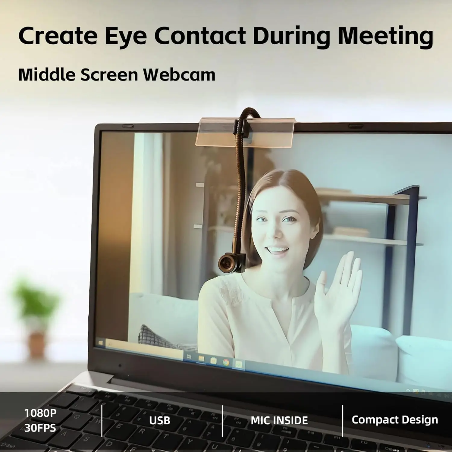 USB Mini Camera 1080P 2MP Middle Screen Webcam for Laptop 80 Degree Web Camera Audio Video For Eye Contact in Video Conferences