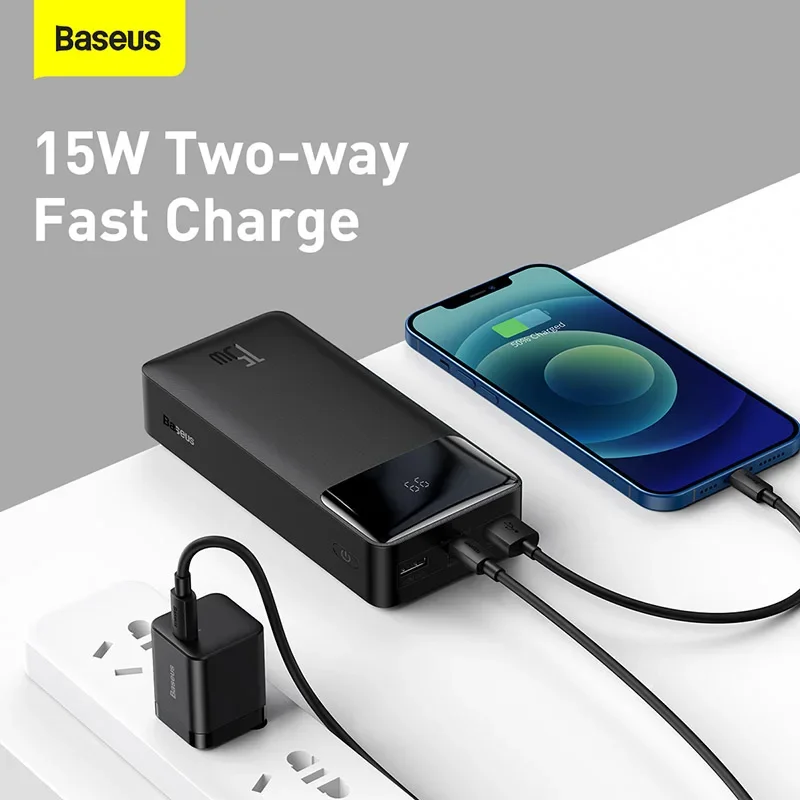 Baseus 30000mAh Power Bank Portable Charger External Battery Fast Charging Pack Powerbank For POCO Xiaomi mi PoverBank