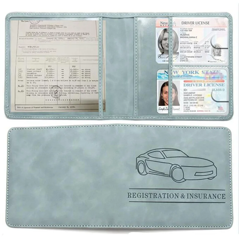 Car Registration,Driver's License and Insurance Card Holder - Leather Vehicle Glove Box Automobile Documents Paperwork Organizer