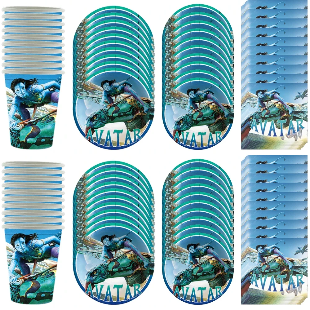 Avatar Theme Birthday Decorations Party Disposable Tableware Paper Napkins Cups Plates Tablecloths Straw