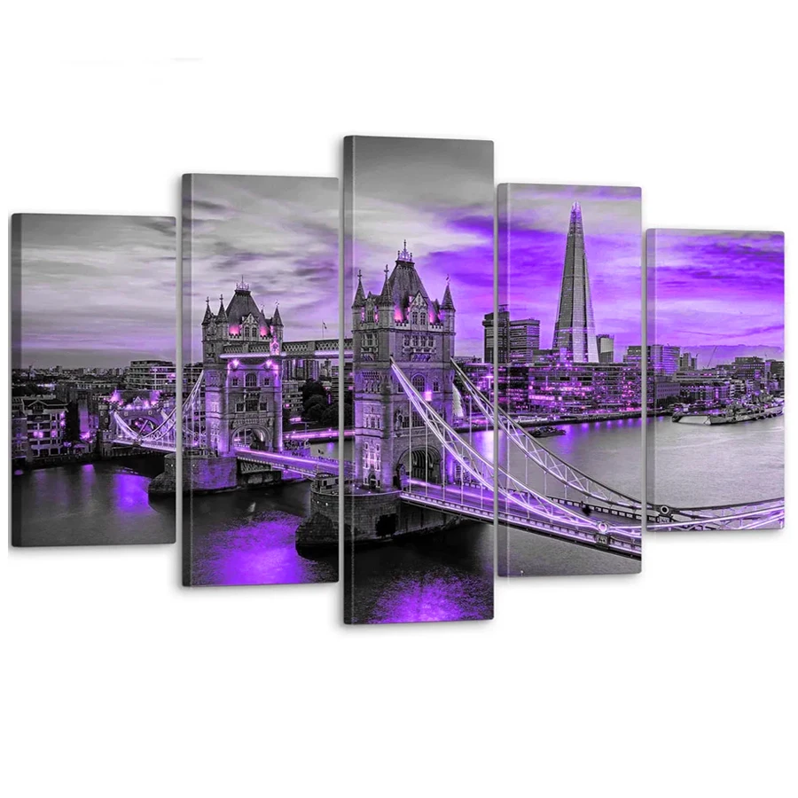 5 Pcs diamond embroidery Suspension Bridge Architecture 5d Diy Diamond painting Golden Gate Bridge Full mosaic Multi-Panel Decor