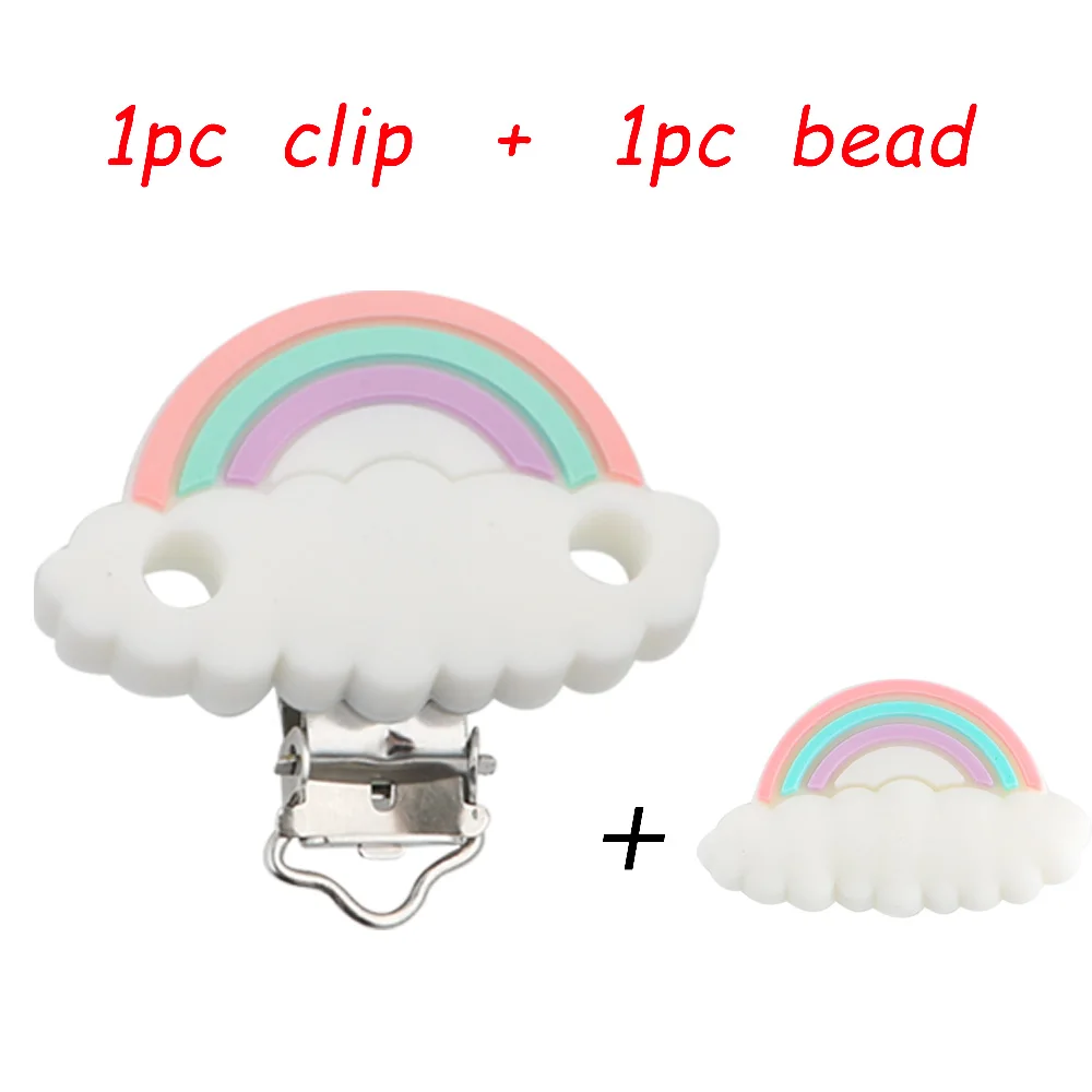 Kovict 2 Teile/los Regenbogen Silikon Perlen Schnuller Halter Clips Cartoon Tiere Clip DIY Tasche Kette Schlüsselbund Halter Zubehör