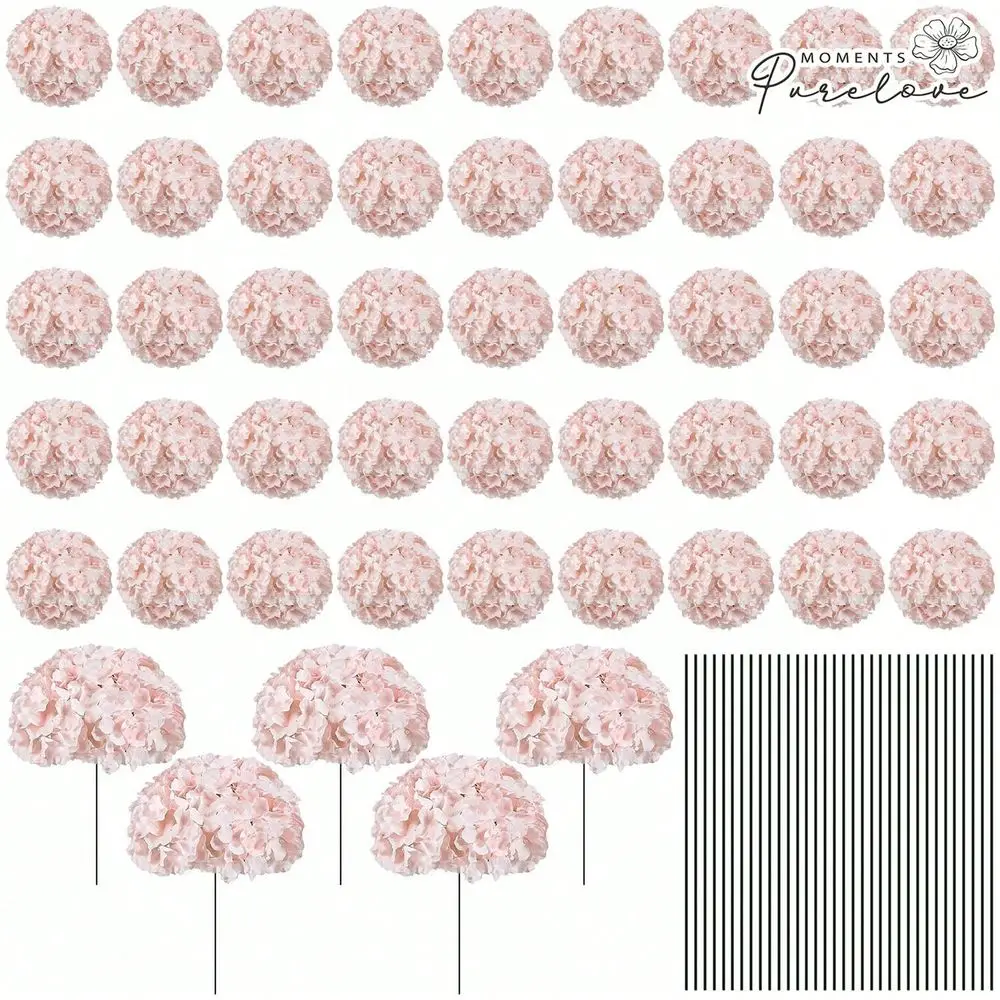 300 Pack Hydrangea Artificial Flowers Heads With Stems, Fake Hydrangea Flowers For Wedding Centerpiece Bouquets DIY Home Garden