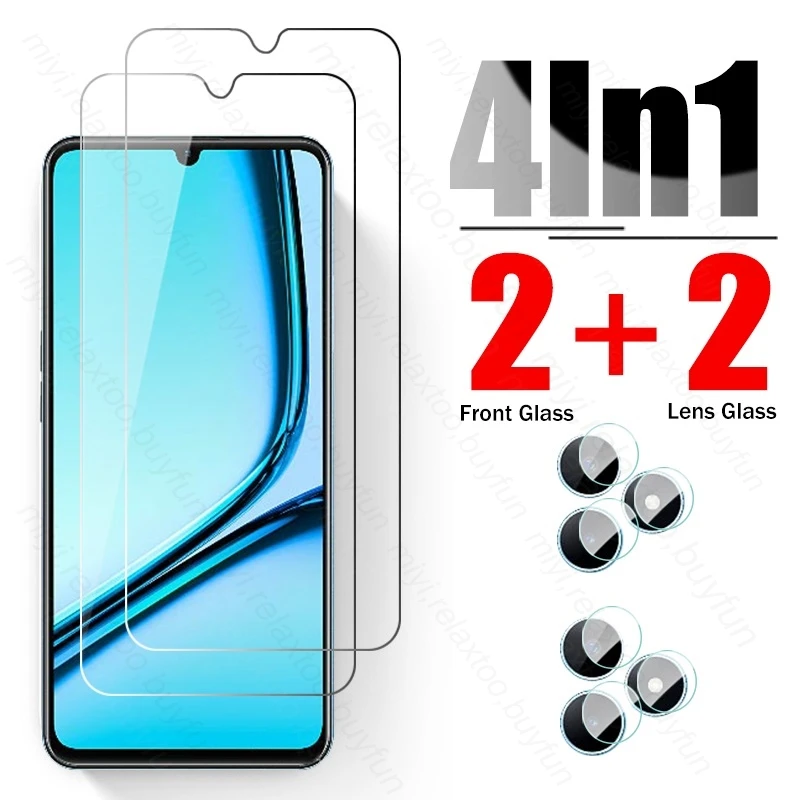 4 in 1 full cover tempered protective glass case for realme note 50 note50 4g camera lens protection case on realmi not 50 2024