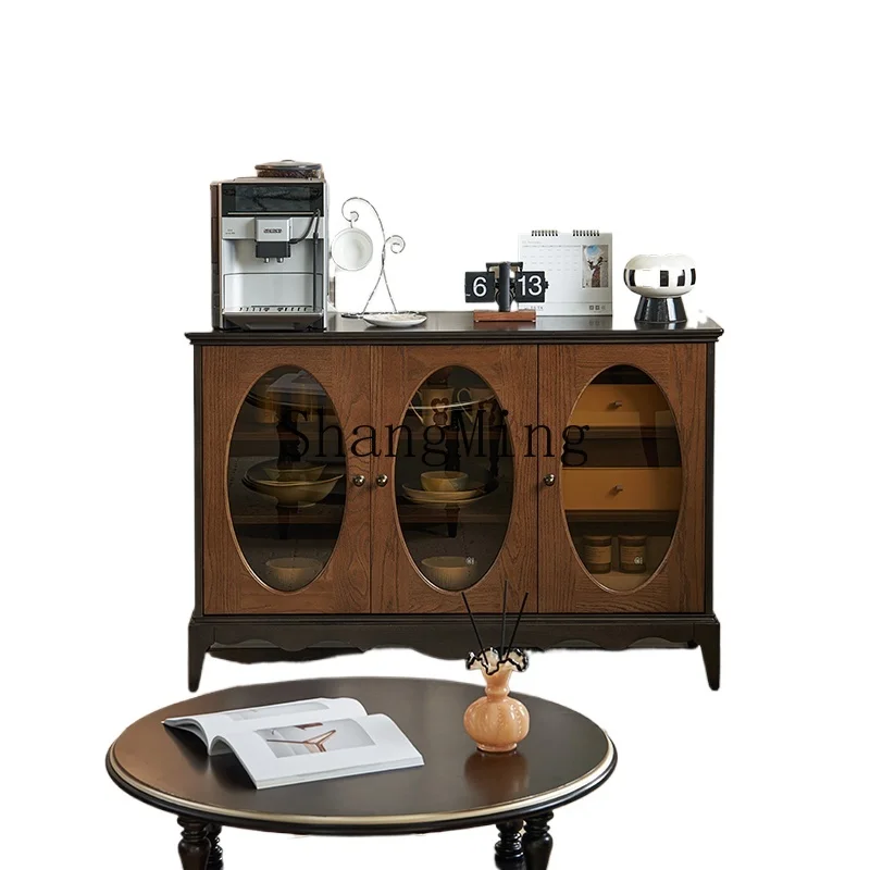 

LXY simple household retro solid wood dining side cabinet living room wall storage medium antique storage cabinet