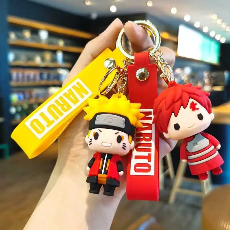 

Anime Naruto Keychain Fashion Jewelry Cartoon Figure PVC Keyring Uzumaki Kakashi Action Figures for Men Women Bag Pendant gift