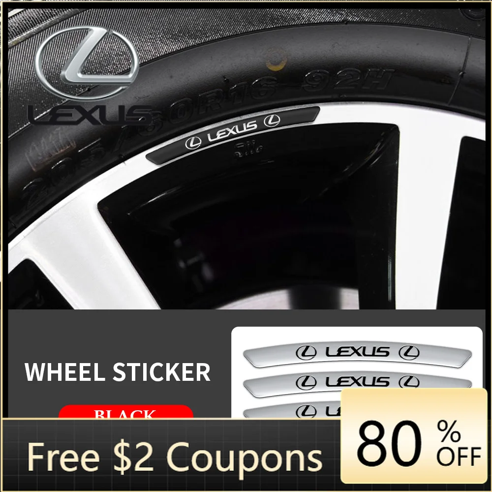 

Emblems 4Pcs Car Wheel Rim Strips Sticker Badge Decor Decals Accessories For Lexus LS LC IS350 ES300h ES300 IS250 IS220d NX350h