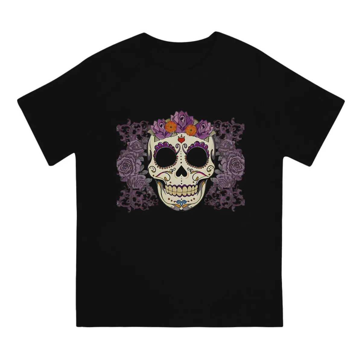 Catrina Purple Special Polyester TShirt Flower Skull Comfortable Creative Graphic  T Shirt Stuff