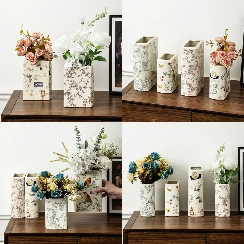 Modern Ceramic Book Shaped Desktop Vase Handmade Eco Friendly Home Decor Rural Aesthetic Ornament for Living Room Shelf