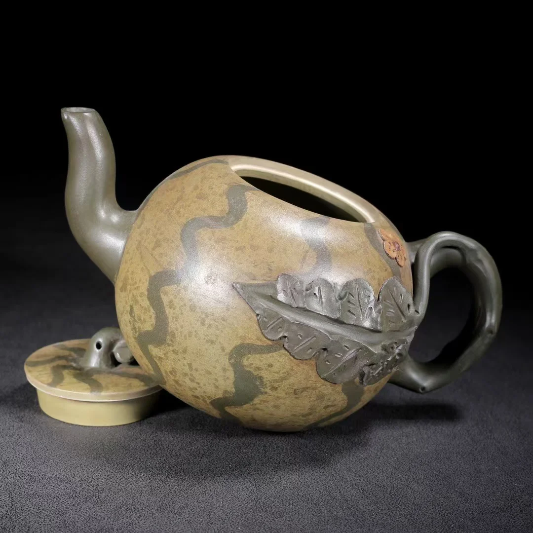 

Unique Old Chinese YiXing Handcraft puyple Clay Teapot,Watermelon shape, with mark, Free shipping