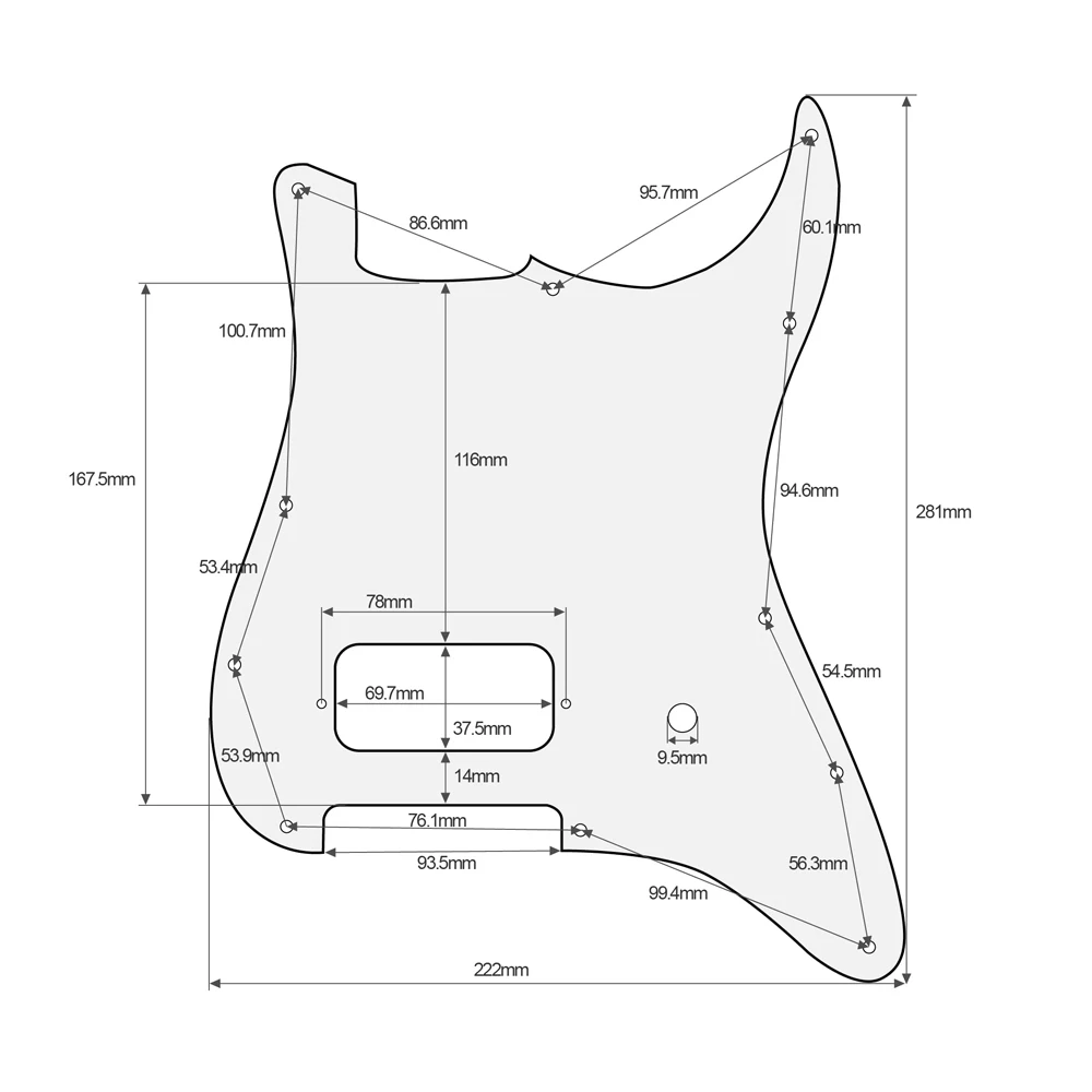 11 Holes Single Uncovered Humbucker and Pot Slot Guitar Pickguard USA/Mexico Fender Tom Delonge for Strat Style Electric Guitar