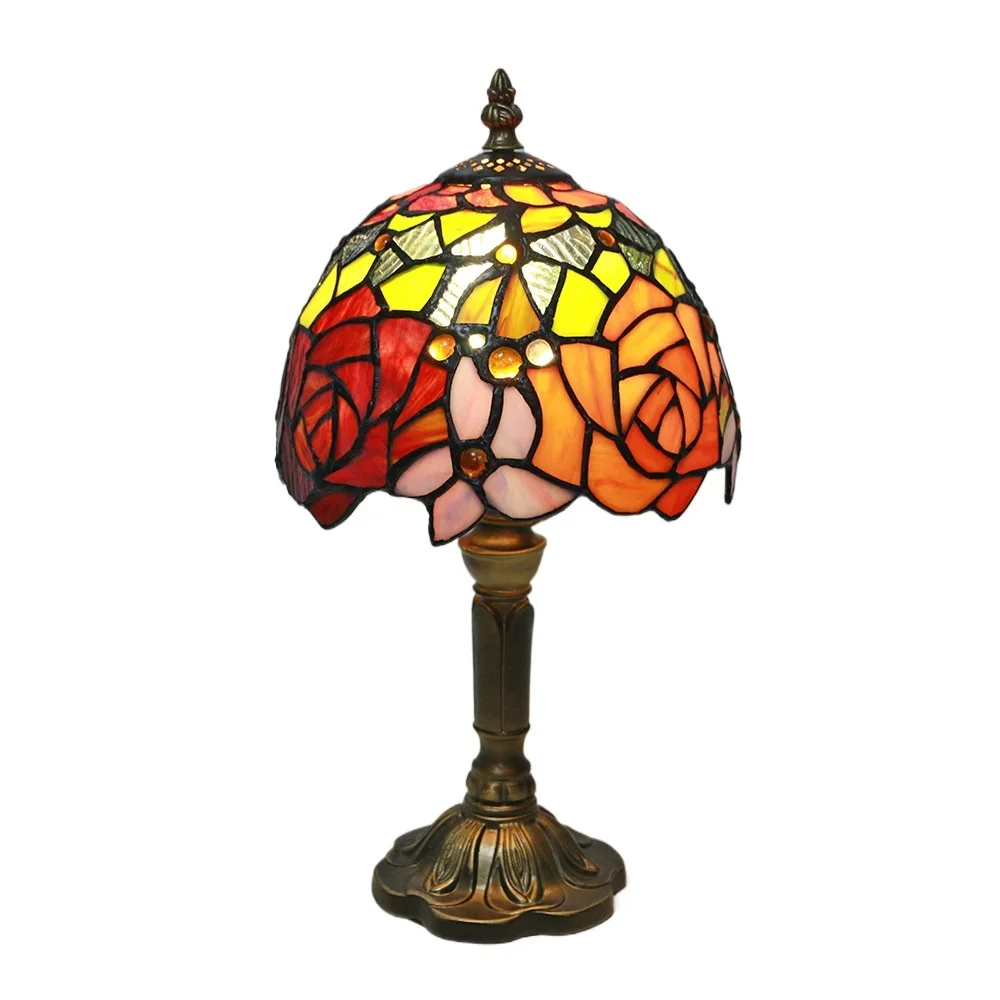 

8 inch 20cm Stained Glass Shade Tiffany Vintage Desk Lamp