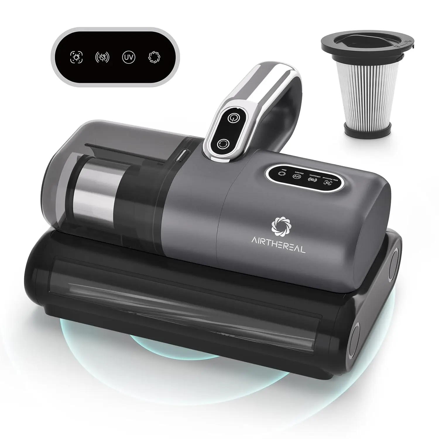 Aspirateur pour matelas M1, aspirateur de lit 6 en 1 avec vibration haute fréquence – Rotation double rouleau de brosse de 80 000 tr/min, lumière UV-C, 14