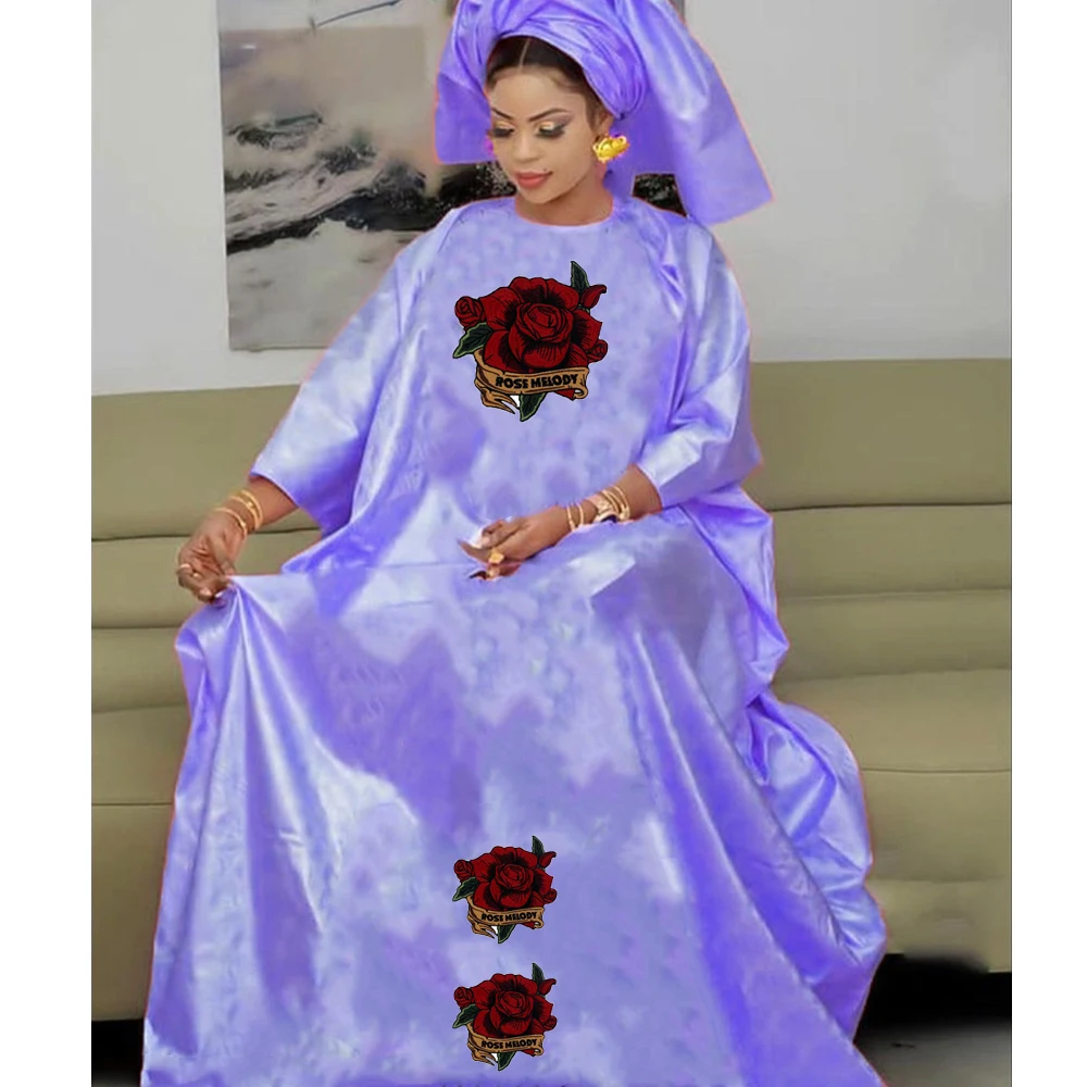 Bazin Dresses For Women African Traditional Evening Gowns Clothing For Party And Wedding Basin Riche Cloth Robe With Headscarf