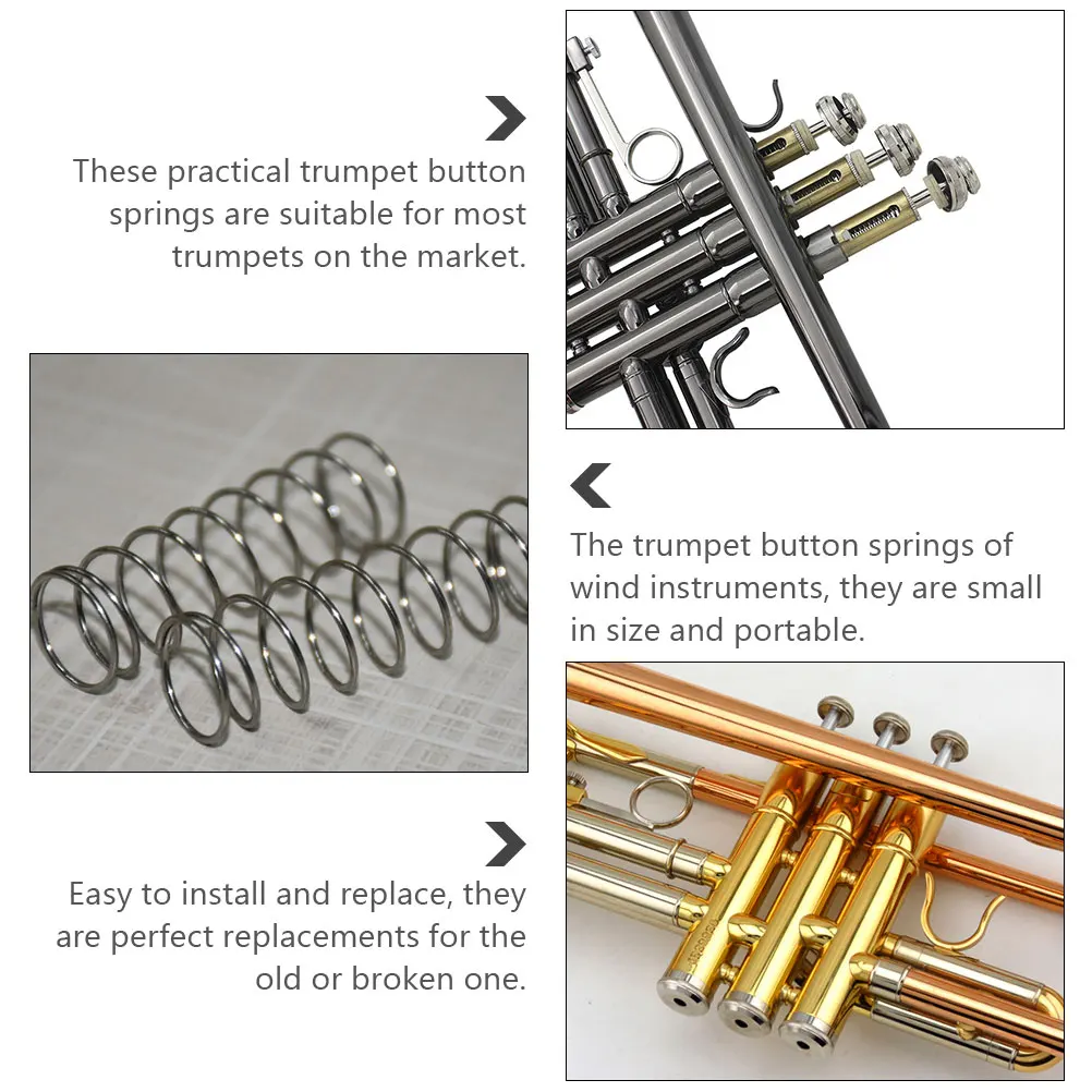 

5 pcs TrumpetButtonSprings StainlessSteel Durable Replacement CornetPiston Supplies SmallInstruments Parts Accessories