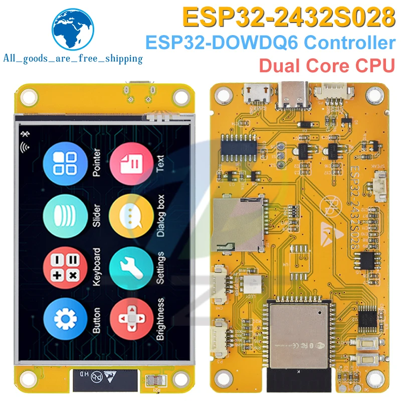 TZT ESP32 LVGL WIFI&Bluetooth Development Board 2.8 inch LCD TFT Module 240*320 Smart Display Screen With Touch WROOM