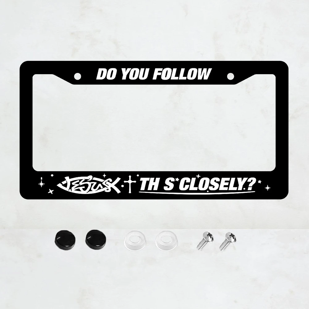 

Делайте ты Следуй за Иисусом. Эта закрытая рамка номерного знака. Держатель номерного знака Иисуса. Крест для передней панели, алюминиевое забавное украшение автомобиля.