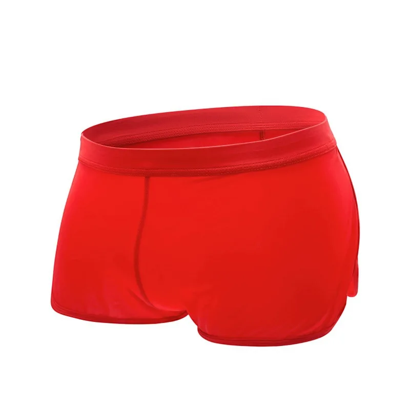 

Men's Boxer Underwear Side Open Split Underpants Sports Breathable Trunks Low Waist Ultra-Thin Translucent Ice Silk Underwear