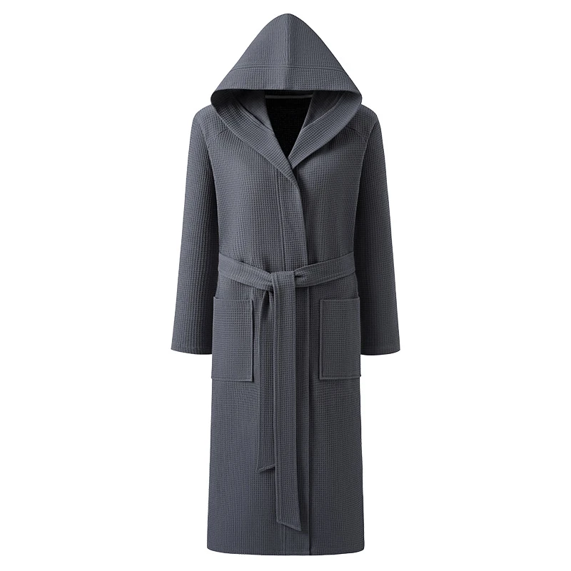 

Пары, весенне-осенний новый халат с капюшоном, ночная рубашка из чистого хлопка, вафельный халат с длинными рукавами, кимоно, однотонные гостиничные халаты