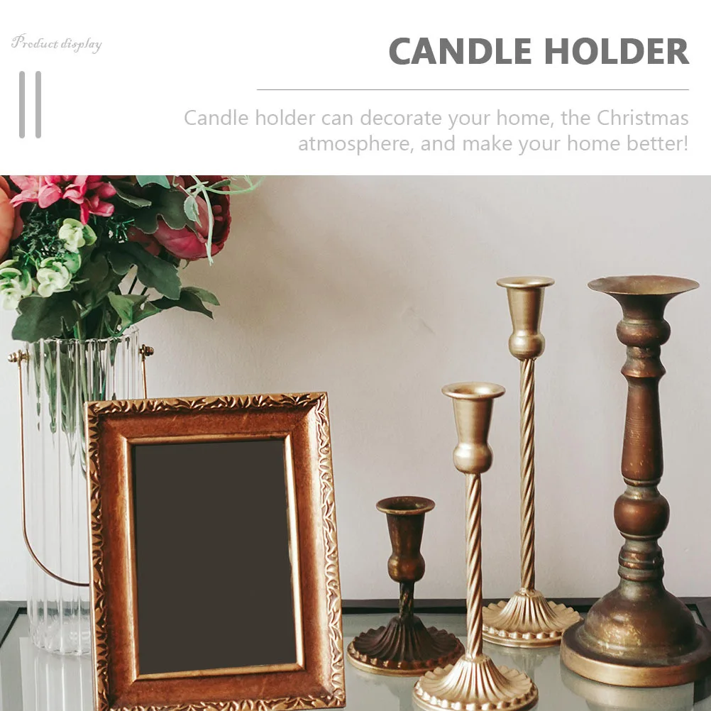 

2Pcs Retro Metal Single-Head Holder Vintage Candlestick Tabletop Decorative Home Party Wedding Christmas Lighting