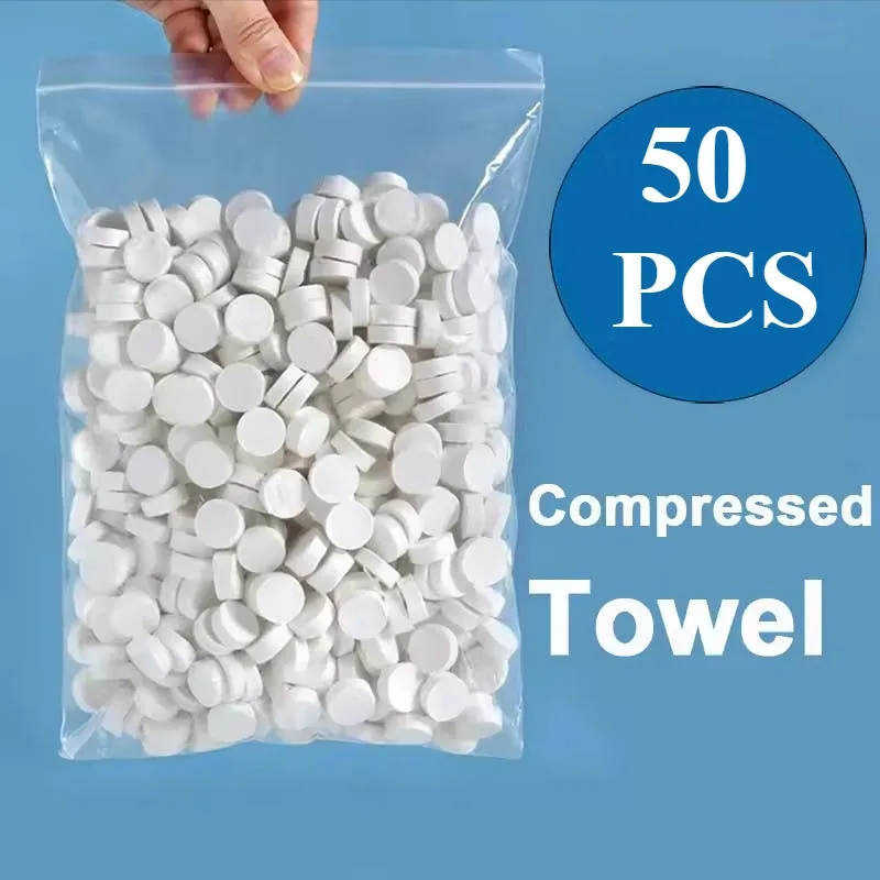 50PCS Portable Compressed Towel Disposable Facial Cleaning Soft Compression Towels Mini Cotton Convenient Outdoor Travel Hotel